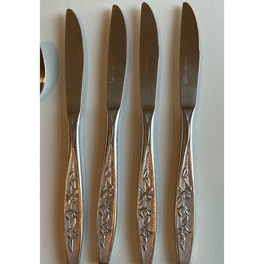 Ekco Eterna Rose Cotillion Stainless Flatware 20 Pc Partial Set Taiwan